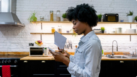 woman reading mail